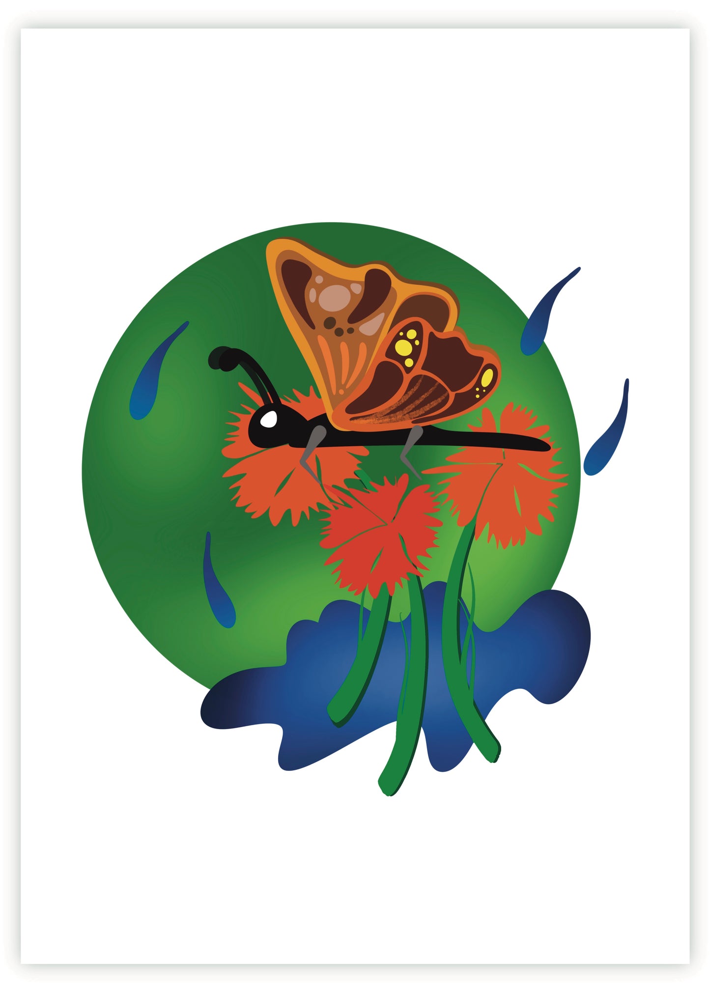 Berries & Wings - Butterfly - Premium Linen Greeting Card