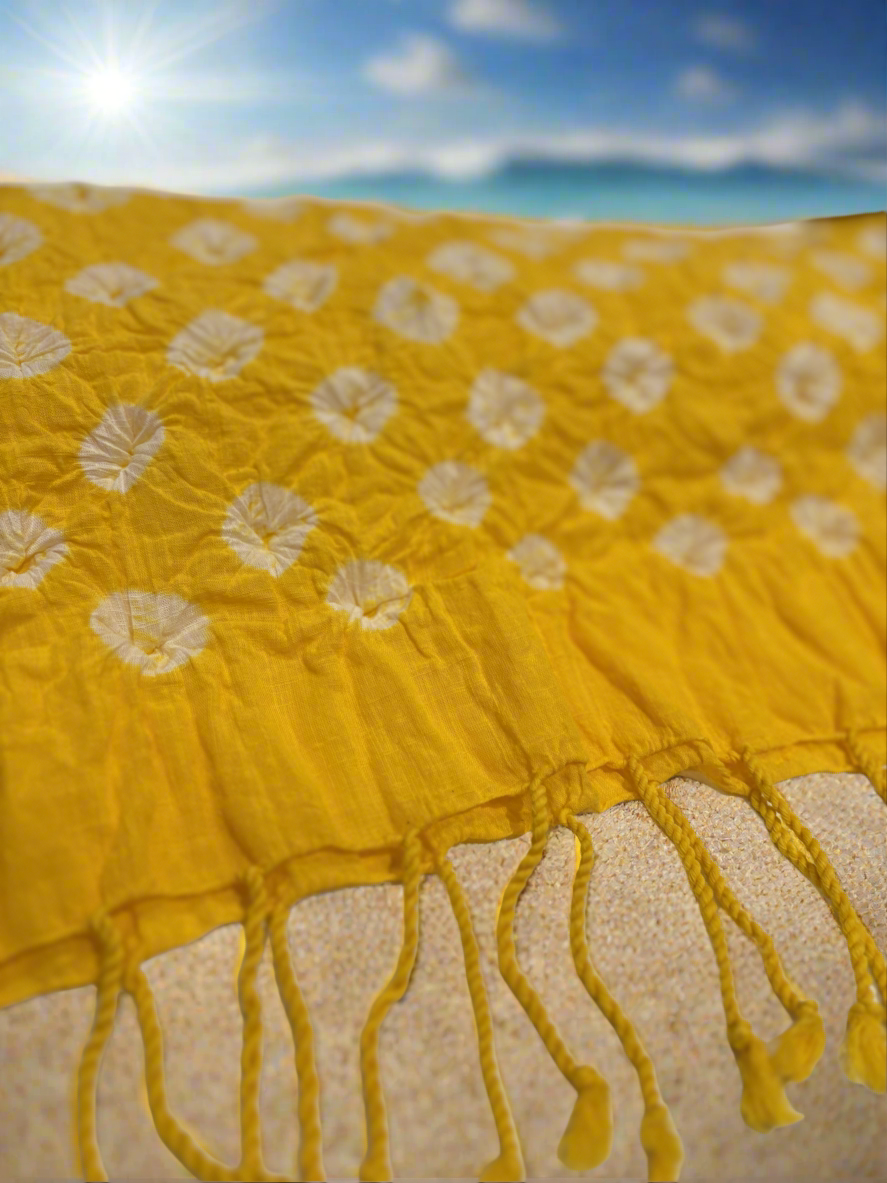 Scarf Organic Cotton Hand-dyed Bandhani Sun Yellow