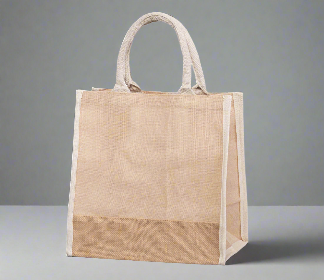 Reusable Jute Tote with Natural Piping