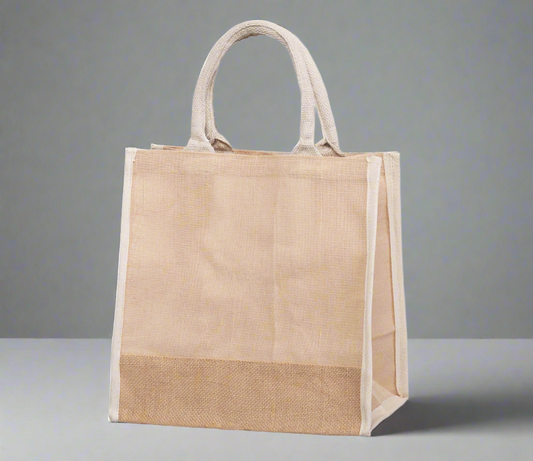 Reusable Jute Tote with Natural Piping