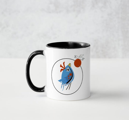 Berries & Wings Black & White Mug