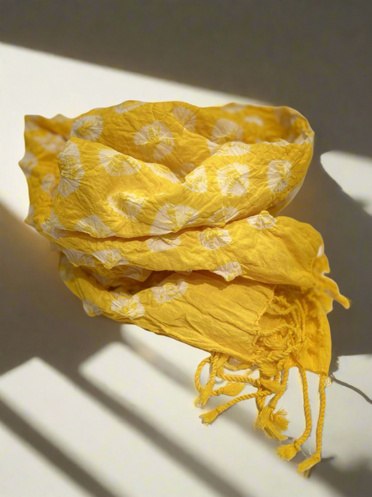 Scarf Organic Cotton Hand-dyed Bandhani Sun Yellow