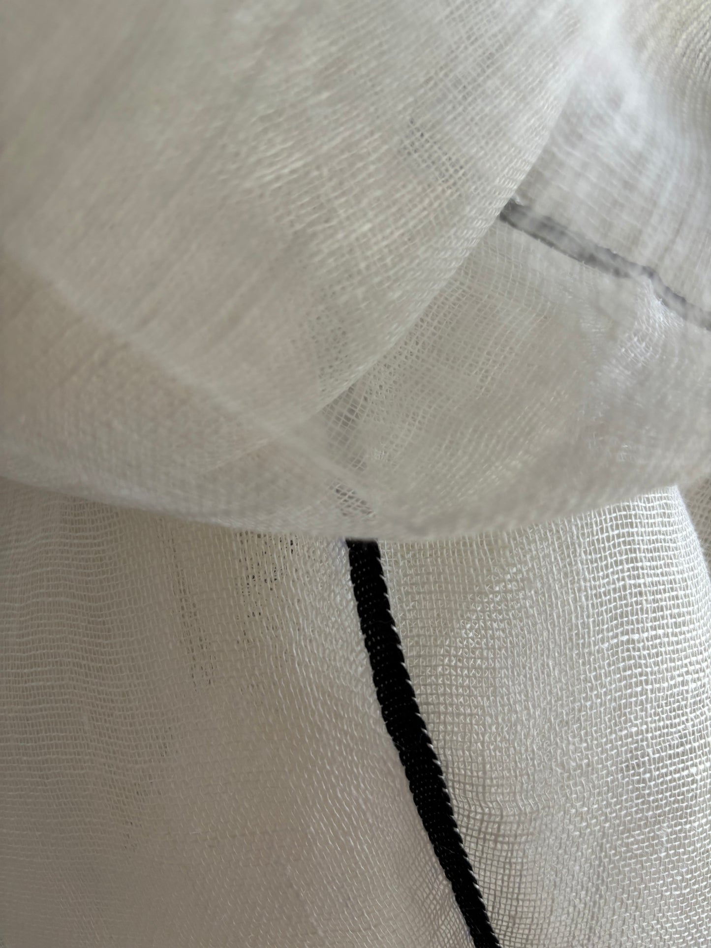 Scarf Linen Handwoven Black Selvedge