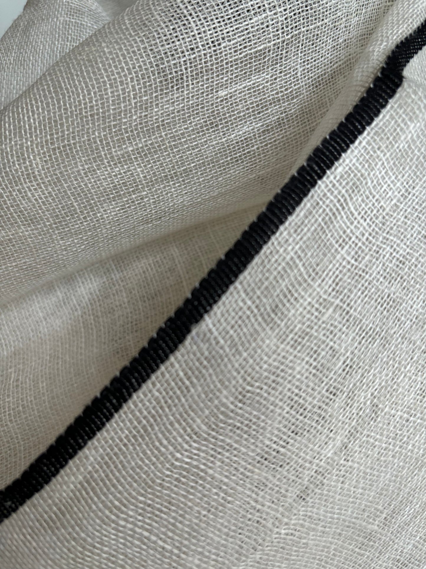 Scarf Linen Handwoven Black Selvedge