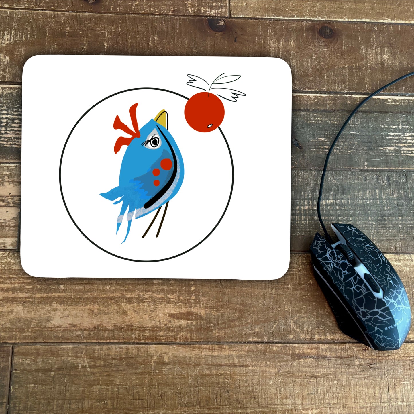 Berries & Wings Mousepad White