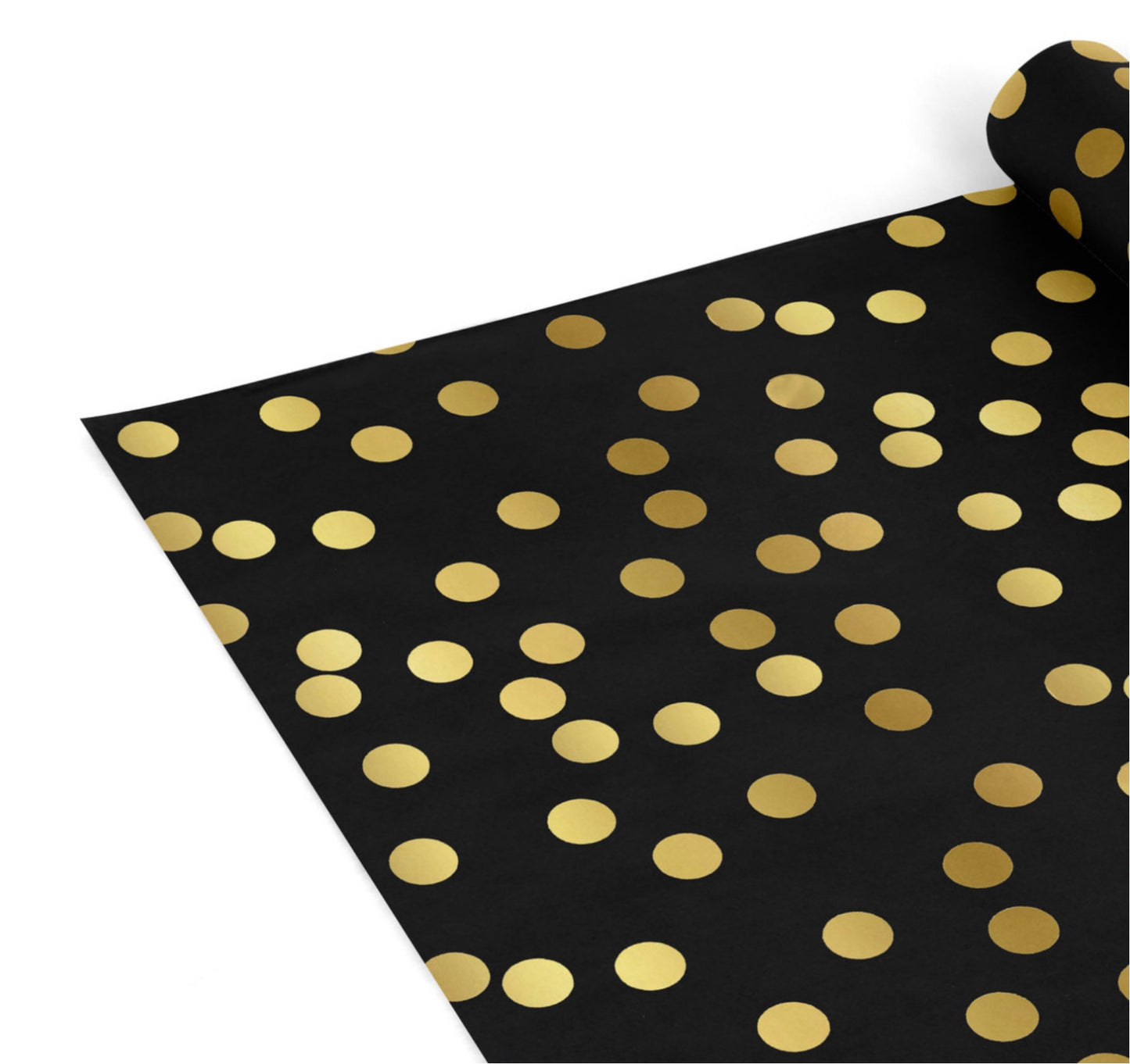 Wrapping paper - 50ft roll - Black with Gold Dots