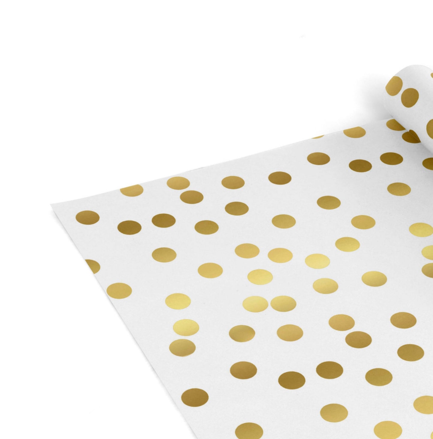 Wrapping paper - 50ft roll - White with Gold Dots